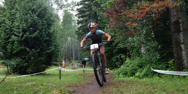 Emily Batty powers her way to second place at Canadian Mountain Bike National Championships. 