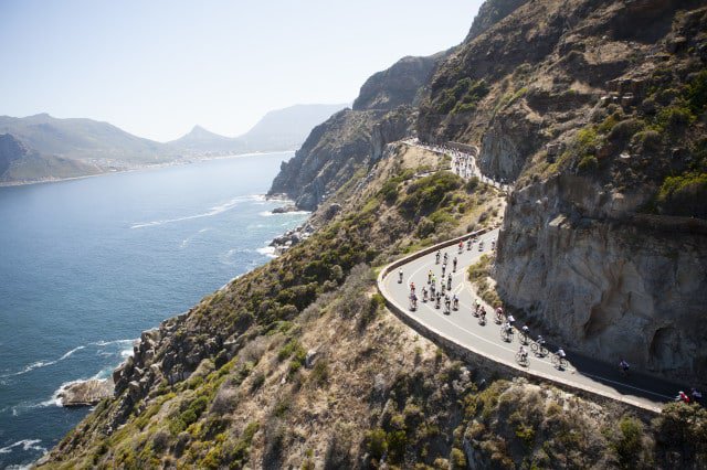 Cyclists riding the Cape Town Cycle Tour
