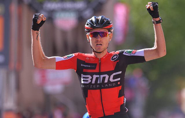 Tejay van Garderen celebrates winning Stage 18 of the 2017 Giro d'Italia—his first Giro stage win. Tim de Waele via Getty
