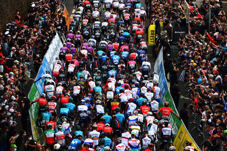 the-peloton-at-start-in-brest-city-during-the-108th-tour-de-news-photo-1625760239