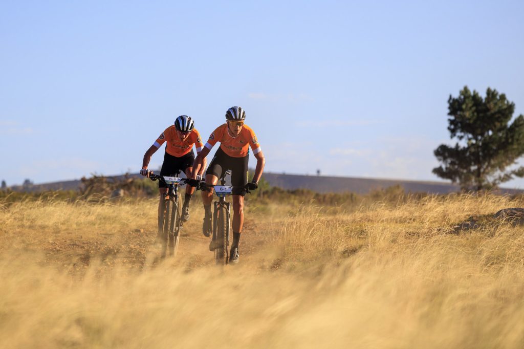 Marc Pritzen (lead) and Tristan Nortje (on the wheel) of Honeycomb Pro Cycling stormed to another stage win and the overall title at the 2024 M&G PE PLETT (c) Sam Clark
