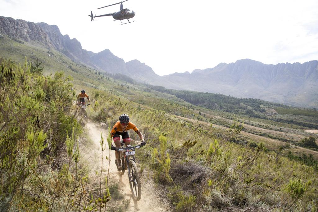 Riders during Stage 1 of the 2024 Absa Cape Epic Mountain Bike stage race from Saronsberg Wine Estate to Saronsberg Wine Estate, Tulbagh, South Africa on the 18th March 2024. Photo by Sam Clark/Cape Epic