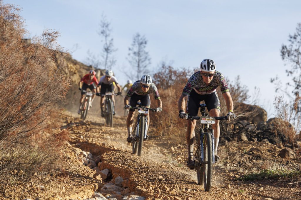 Georg Egger leads the race during Stage 3 of the 2024 Absa Cape Epic Mountain Bike stage race from Saronsberg Wine Estate to CPUT, Wellington, South Africa on 20 March 2024. Photo by Nick Muzik/Cape Epic 