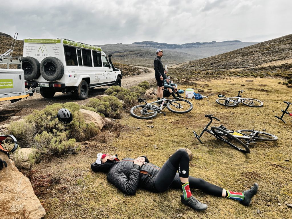 Exhausted riders in Lesotho