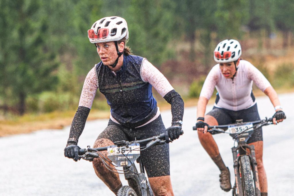 Megan Scribante leads Nicola Freitas through the rain on Stage 3. Photo by Oakpics.com.