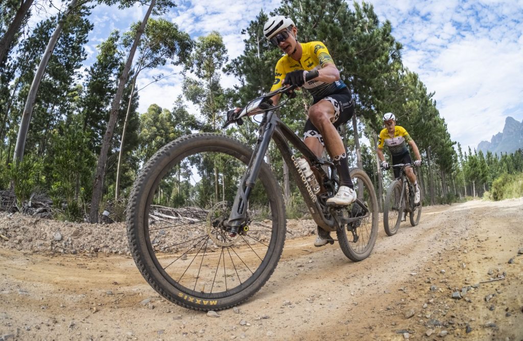 Marc Pritzen (leading) and Felix Stehli were able to descend the Gantouw Pass portage faster than their rivals and then remain ahead through the final 35 kilometres of Stage 3 to add a second stage win to their haul. Photo by Dom Barnardt.