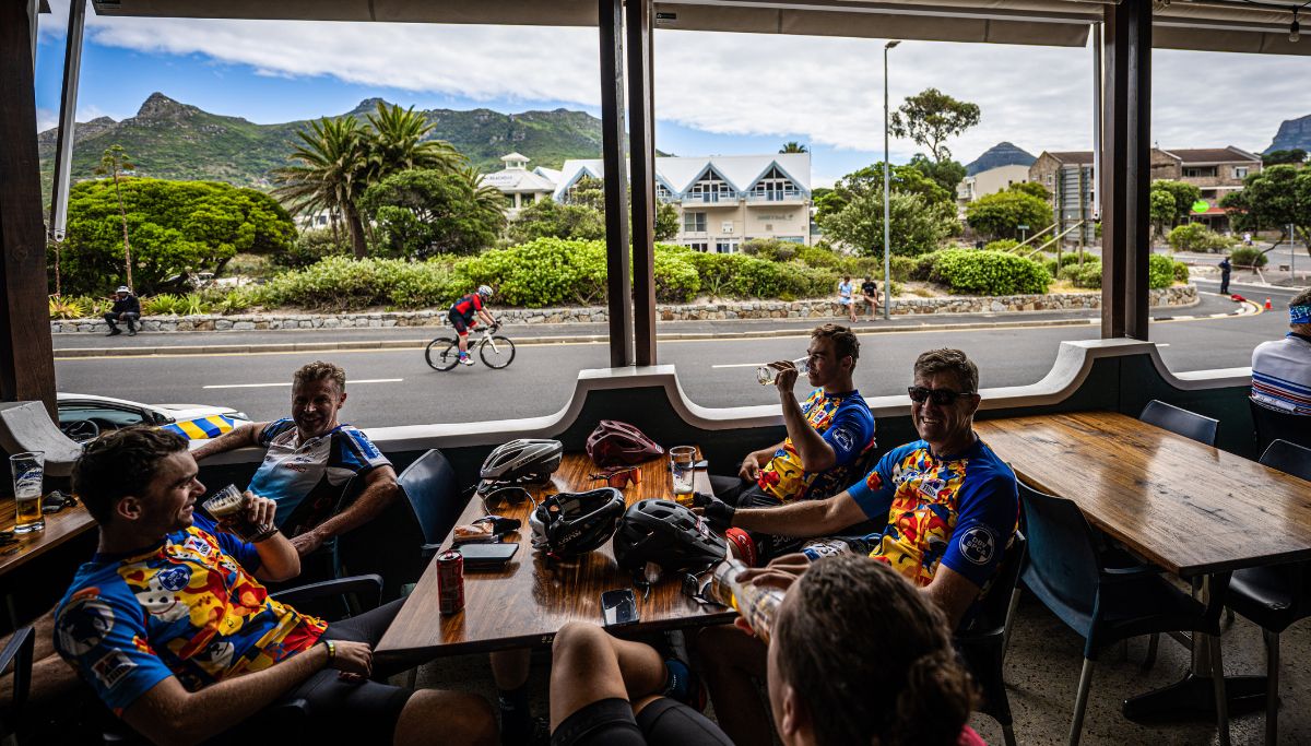 Cyclists taking a break during the Cape Town Cycle Tour.