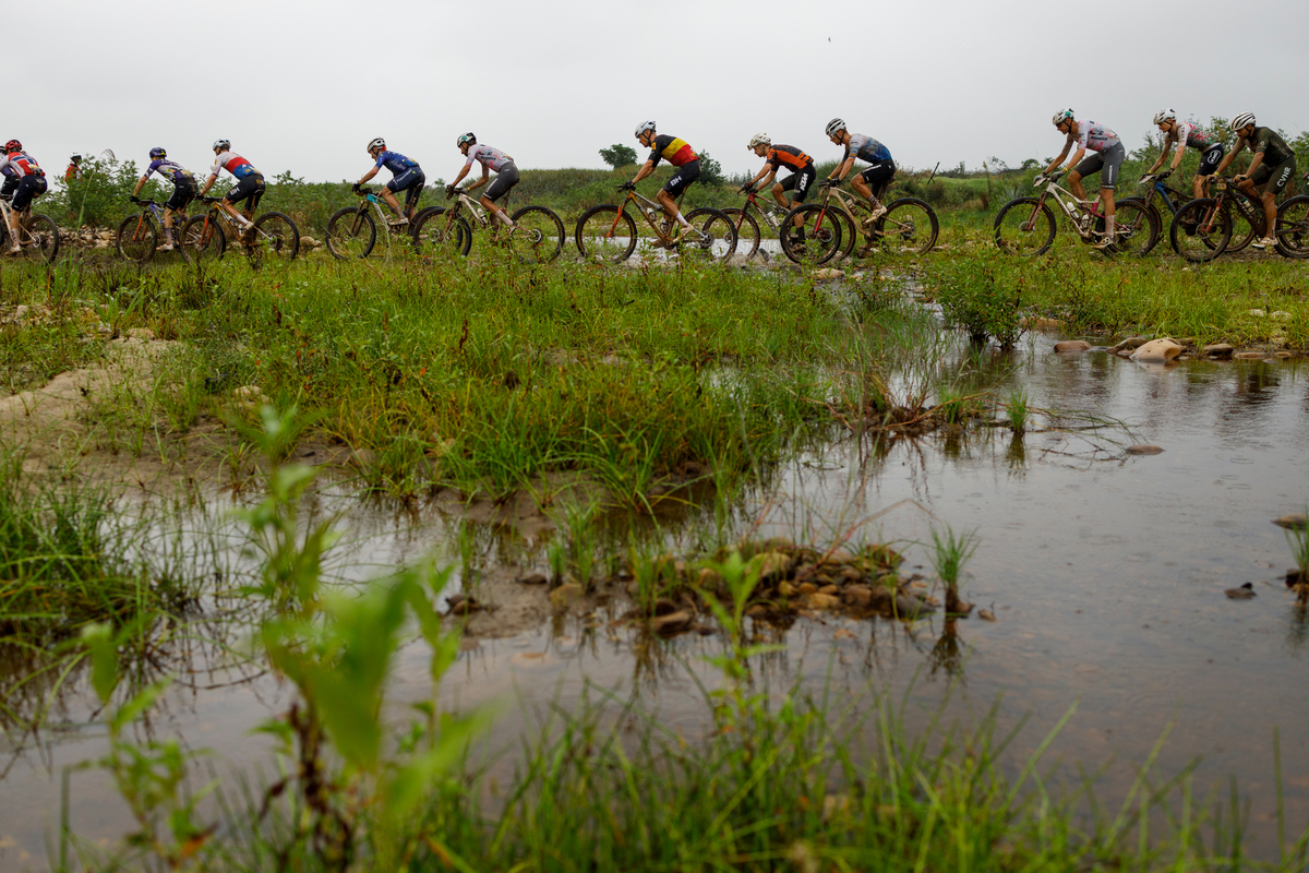 The lead bunch during stage 3 of the 2026 Absa Cape Epic stage race from Montagu to Greyton on the18th of March 2026. Photo by Nick Muzik/Cape Epic