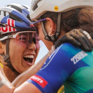 The elite women celebrate during stage 4 of the 2026 Absa Cape Epic stage race from Greyton to Greyton on the 19th of March 2026.. Photo by Nick Muzik/Cape Epic
