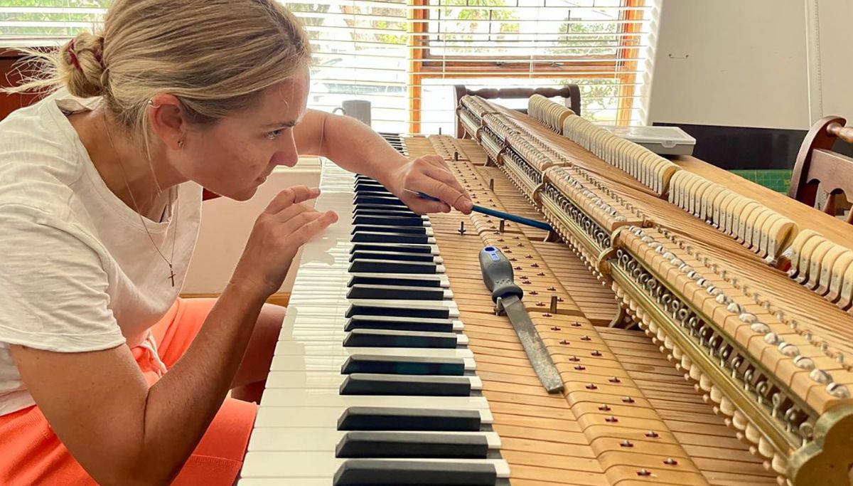 Former pro cyclist, Anriette Schoeman now is a piano tuner