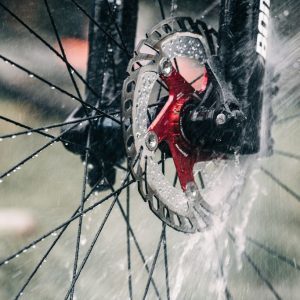 A bike getting washed