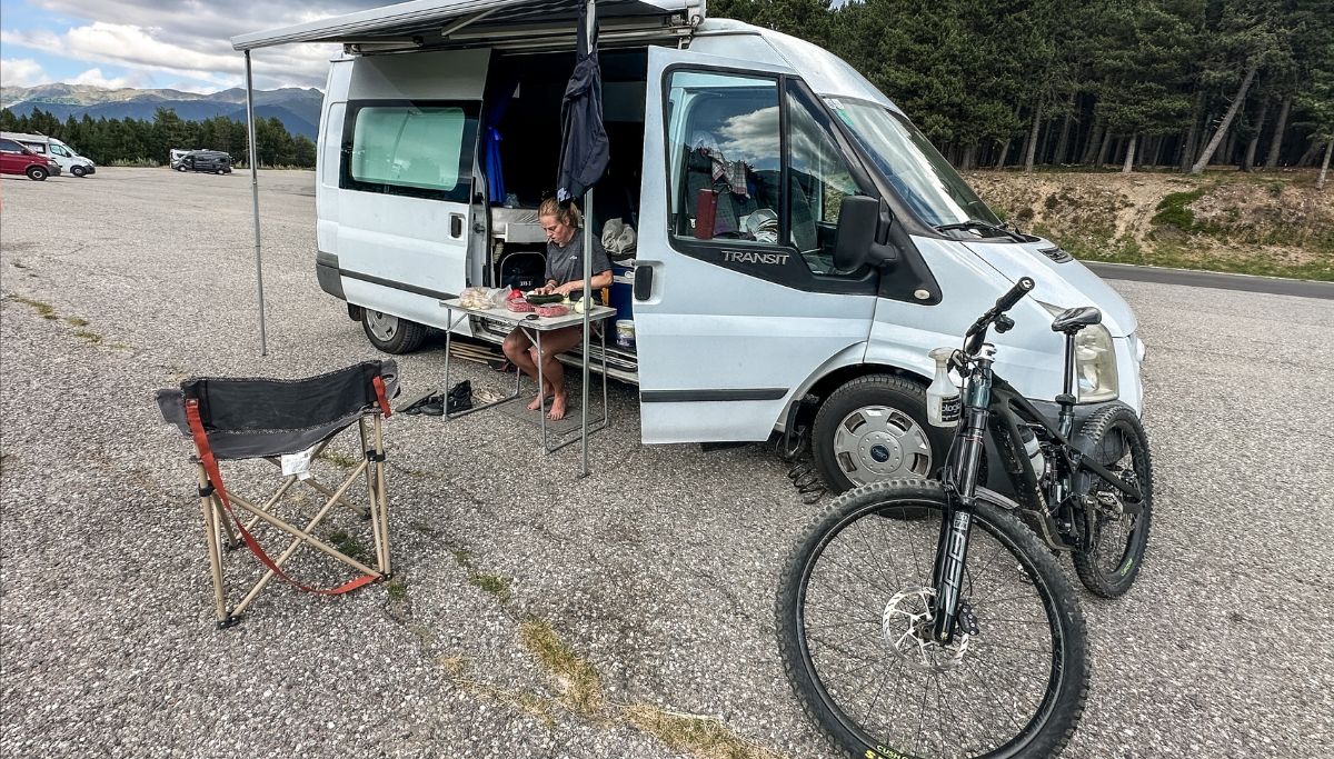 Jason Boulle and his wife in the camper van