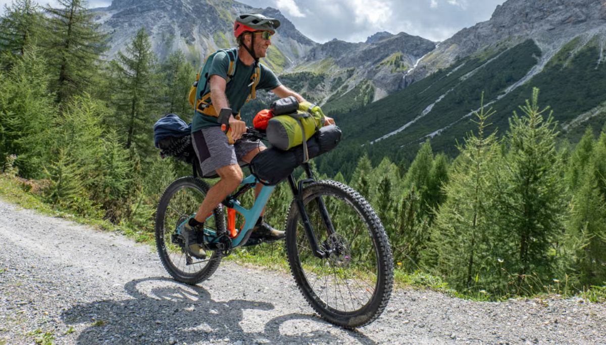A cyclist doing a bikepacking trip