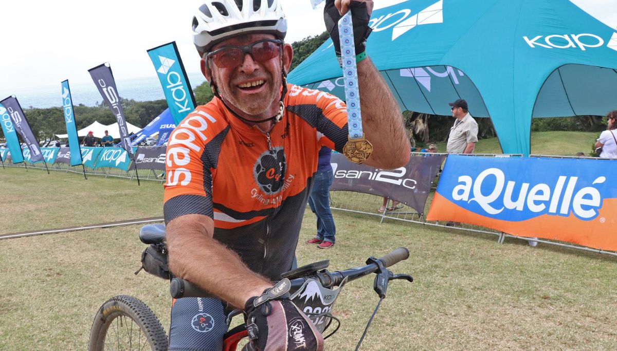 Flavio Scarpa after the 2023 KAP sani2c - he has completed all 22 editions of the event