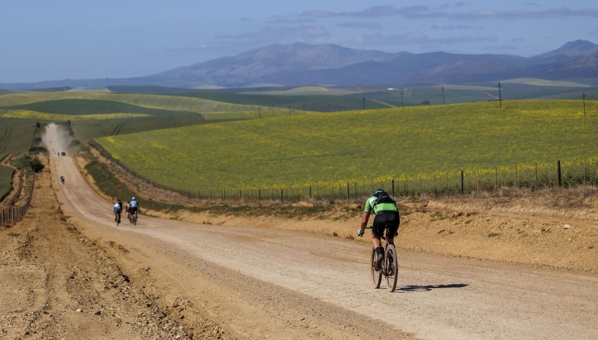 After the challenging Rusty Gate climb, the rolling roads of the Overberg ensure that the accumulated elevation gain nudges up towards 2 500 metres of climbing. Photo by Sam Clark.
