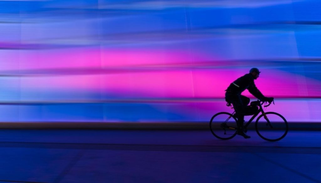 cyclists at night